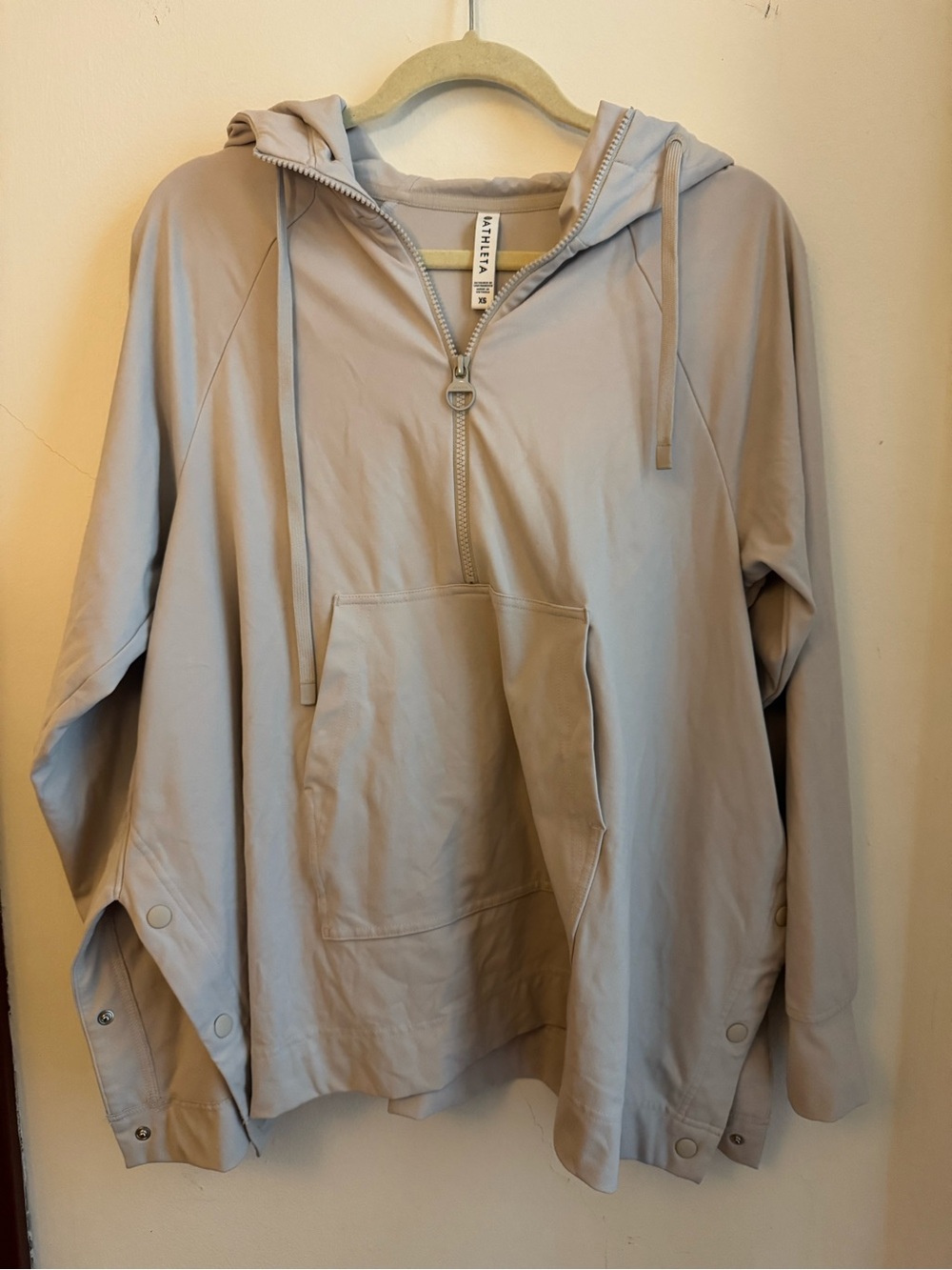 Athleta Pale Gray Half‑Zip Oversized Hoodie